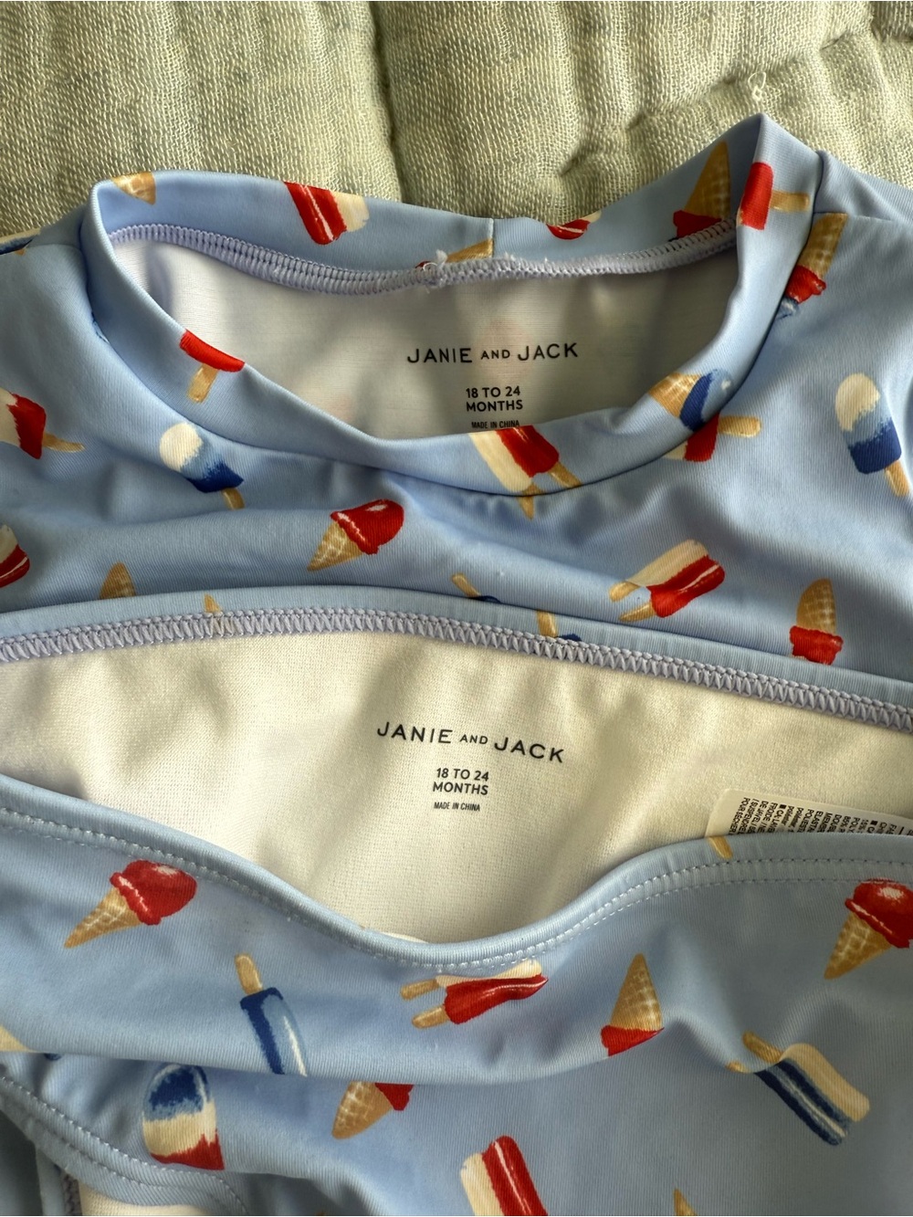 Janie and Jack Light Blue Ice Cream & Popsicle Print Two-Piece Swim Set - Picture 3 of 3